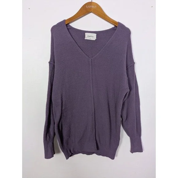 Aritzia Wilfred Free Sweater XS Hush Knit V Neck Soft Cozy Oversized Purple $98 - Picture 7 of 8